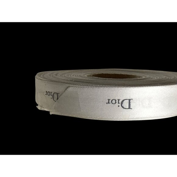 Dior White Satin Ribbon Roll 1 Inch Wide With Printed Logo 50M One Spool New - Picture 5 of 5